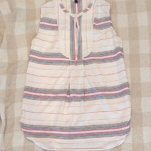 J. Crew Multicolor Striped Dress Size Large Summer Linen Cotton Blend